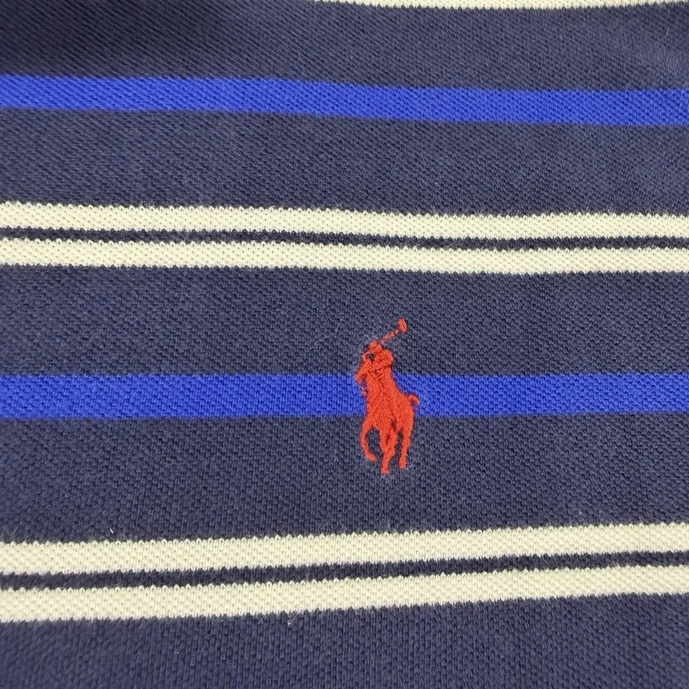 Polo Ralph Lauren Polo Shirt Mens XL‎ Blue White Striped Pony Logo Casual